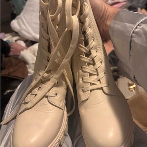 Oatmeal color Lace-Up Combat style Boots